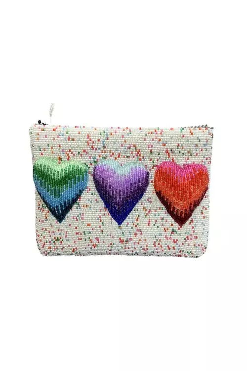 Colorful Heart Charm Clutch