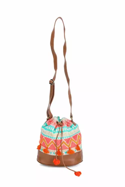 Jacquard Charm Bucket Bag