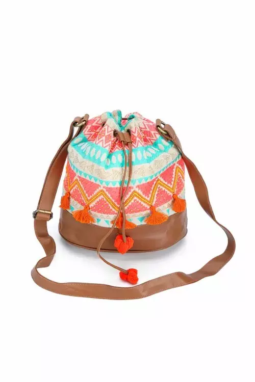 Jacquard Charm Bucket Bag